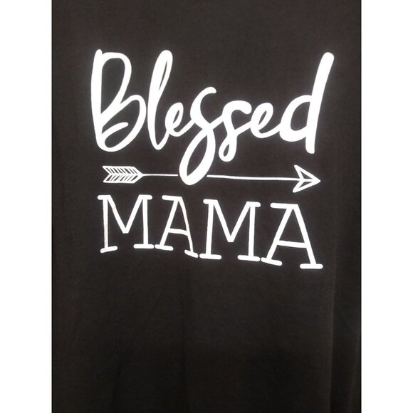 Women's Short Sleeve Blessed Mama Black T-Shirt XL - Picture 2 of 3